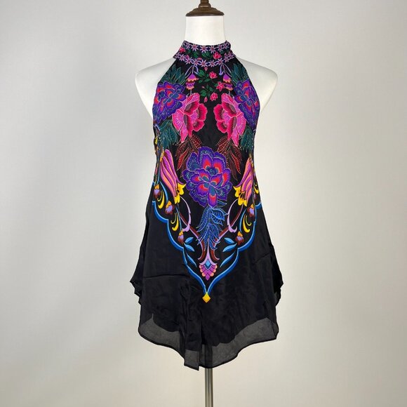 NWT Johnny Was Jade Women's Devi Silk Blend Halter Floral Blouse Size M - Picture 2 of 12